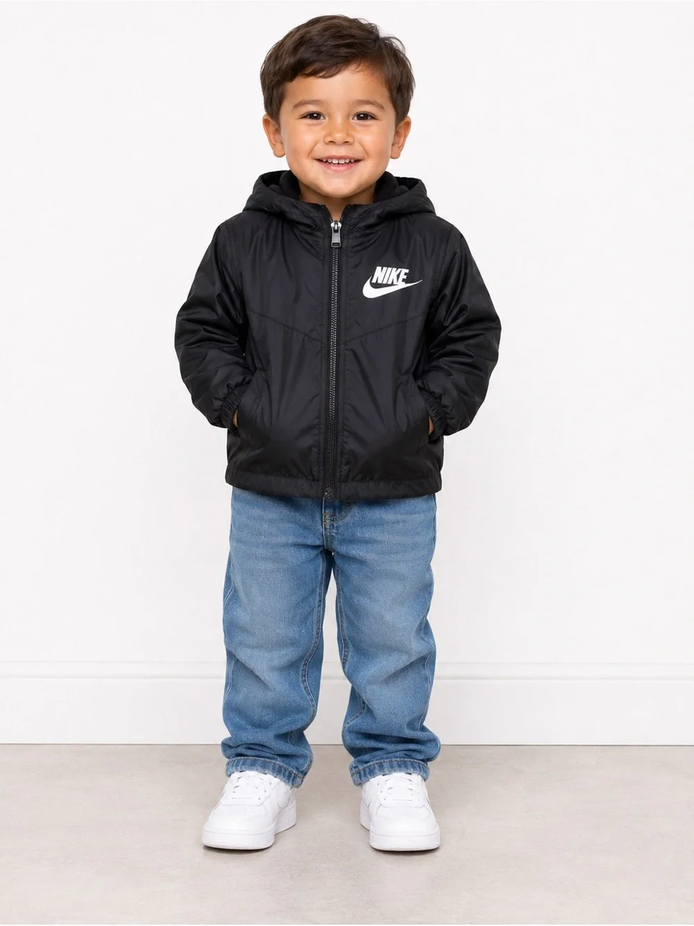 Nike Toddler Boys Hooded Fleece Lined Jacket Black Size 2T